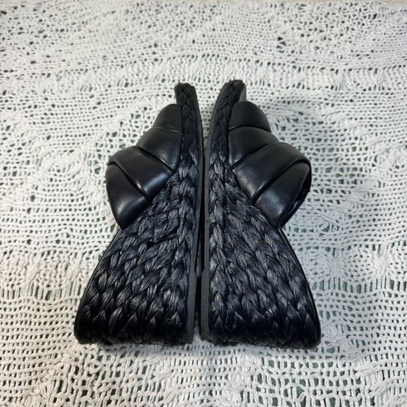 Vince Black Leather Wedges *Gilian Espadrille Wedges* Size 8.5 - Picture 3 of 7
